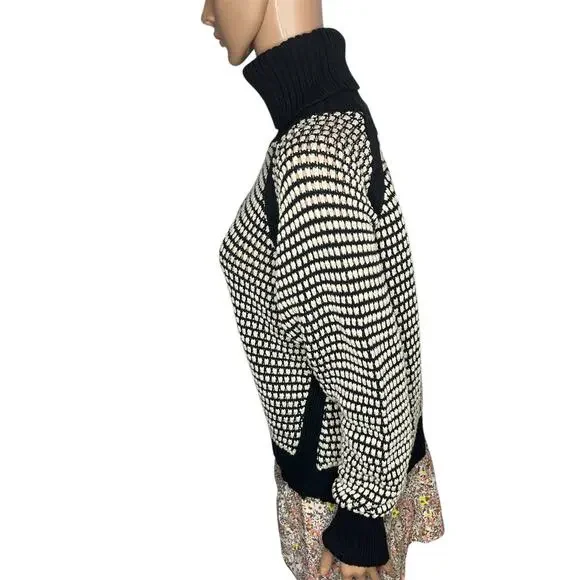 Cleobella womens Madison Knit Sweater Black/Ivory size Small Cotton Turtleneck - Picture 13 of 16